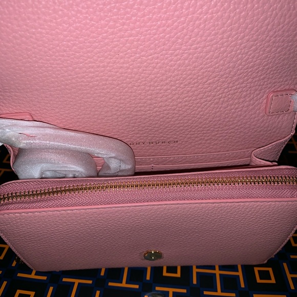 Tory Burch Bombe flat wallet crossbody dark cameo - Picture 4 of 6